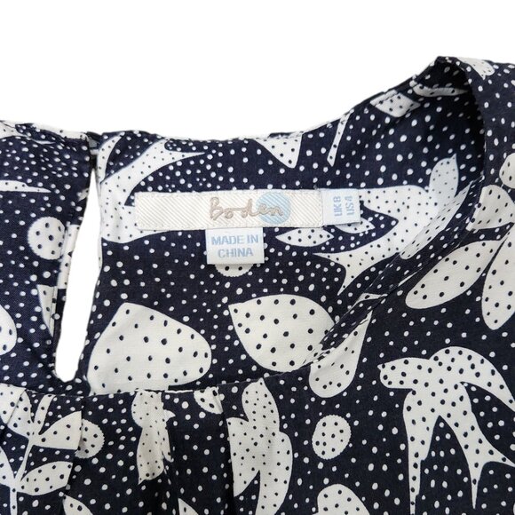 Boden Ravello Top Navy & White Silk Blend Flowy Lightweight Blouse Size 4 - Picture 5 of 5